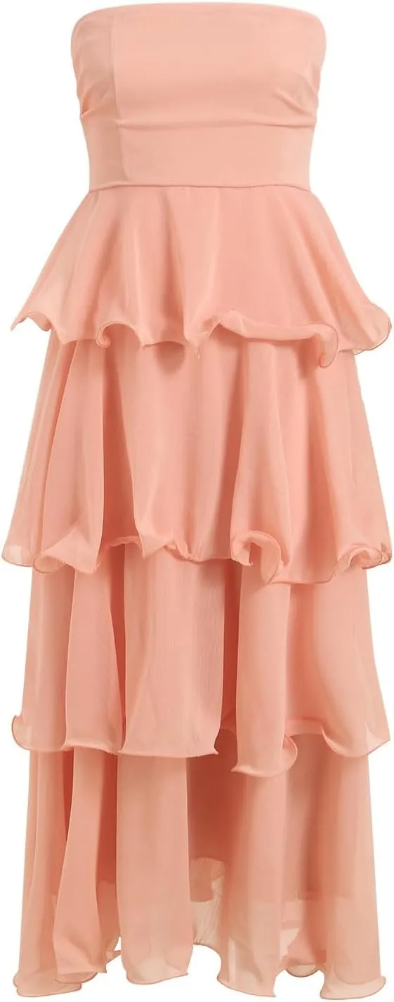 Womens Summer Boho Strapless Maxi Dress 2025 Casual Sleeveless Off Shoulder Smocked Tiered Beach Long Sundress