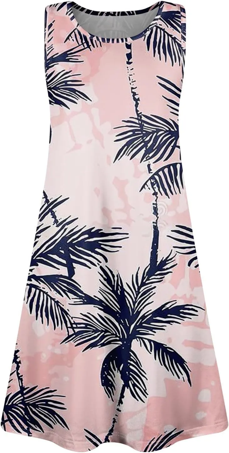 Womens Summer Dresses Sun Dress Short Vacation Dress Sleeveless Tank Dresses Beach Cover Up Vest with Pocket