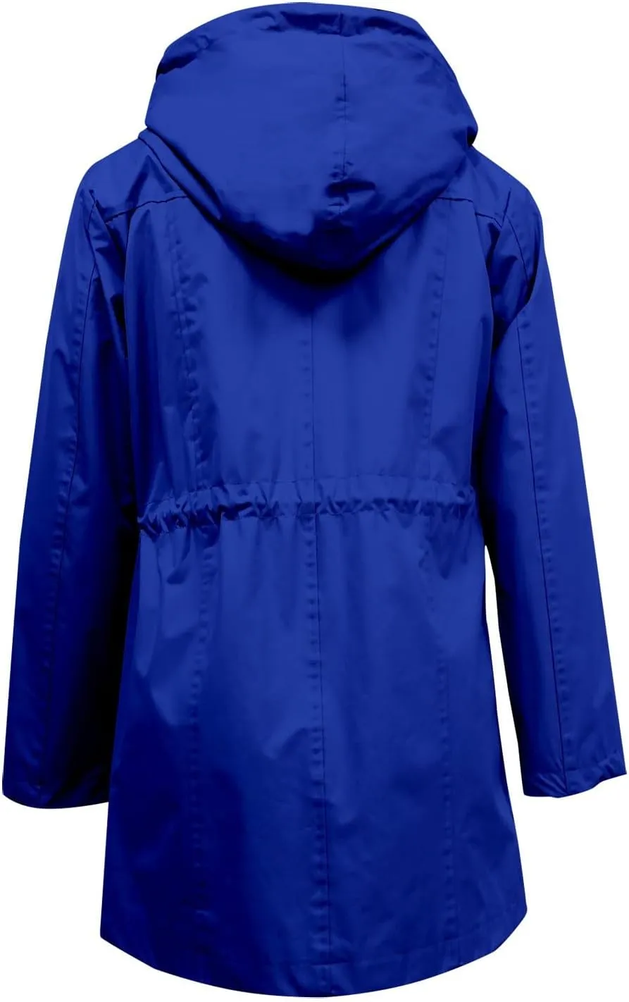 ZYXTIM Women's Waterproof Lightweight Rain Jackets Zipper Casual Classic Running Hooded Windbreaker with Pockets Drawstring